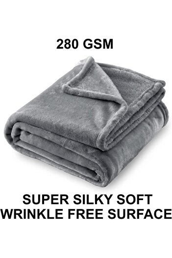 Fabienne Pack of 2 Silky Soft Single Blankets Grey Throw Blankets 150x200cm
