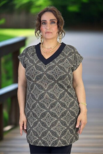 yagmurberen Star Patterned Self-Silvery Short Sleeved Bluz Truvakar Sleeved Shawl Collar Jacket Double Set