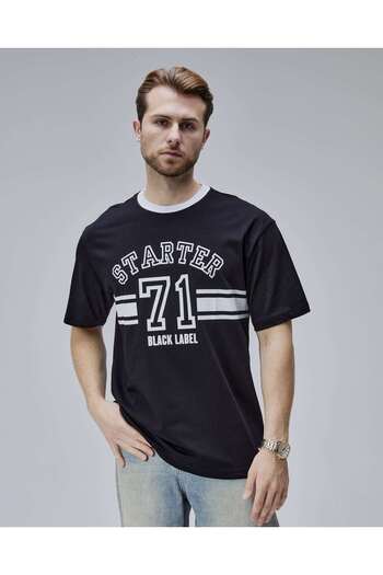 Starter Camden Black Crew Neck Printed Oversize Men's Tshirt