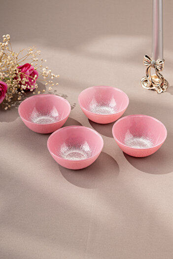 Emsan Pastel 4 Piece Glass Bowl 10 cm Pink