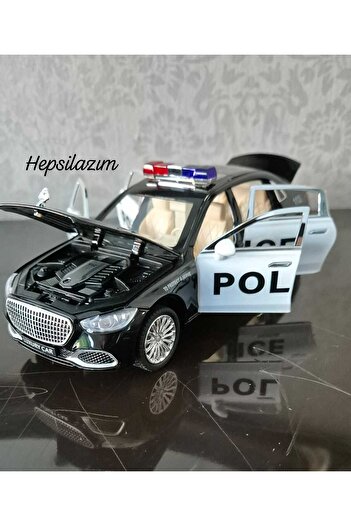 Hepsilazım Metal Oyuncak Polis Araba Mercedes Maybach Model Araç Sesli Işıklı Çekbırak Diecast 23Cm