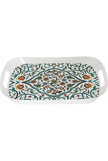 Alsaif Gallery Seif Gallery Melamine Serving Tray, 34 x 23 x 2.5 cm - White