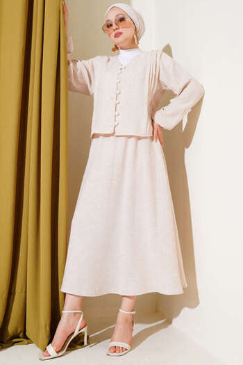 VOLT CLOTHİNG Women's Brit Buttoned Front Pleated Skirt Suit
