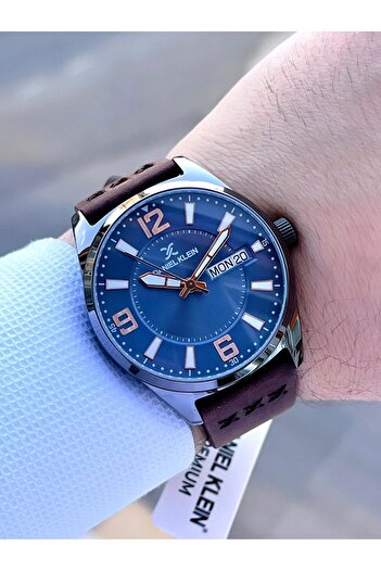 Daniel Klein Leather Cord 3 Atm Water Resistant Men's Wrist Watch for Engagement and Groom Edk.13668-5