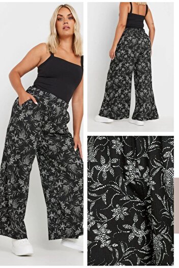 Sevda Kılınç Plus Size Patterned Baggy Pants