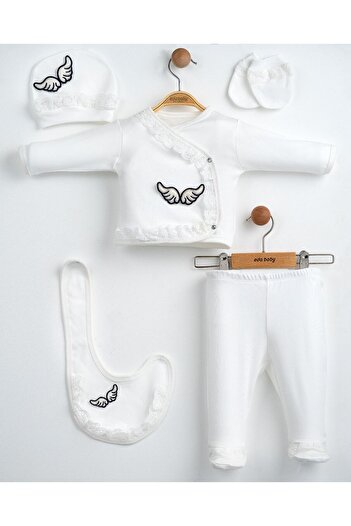 yuga kids Angel Wing Embroidered 5 Piece Hospital Newborn Set