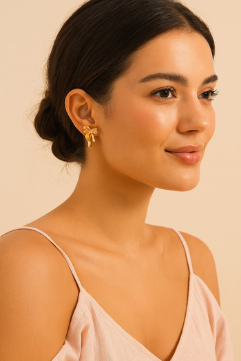Luminos Butik Elegance in Sculpture Form: Metal Bow Earrings Mk008-Gold