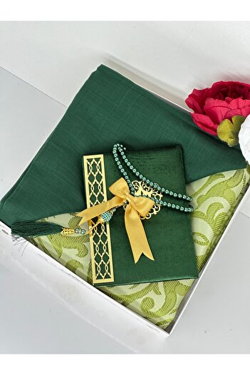 Markapolin Dowry Gift Luxury Prayer Rug Set – Yasin, Prayer Beads, Headscarf