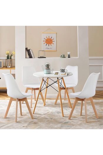 Generic Dining Table with 4 Chairs, Modern Round Table Set