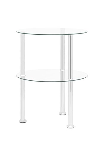 vidaxl 2-Tier Side Table Transparent 38 cm Tempered Glass