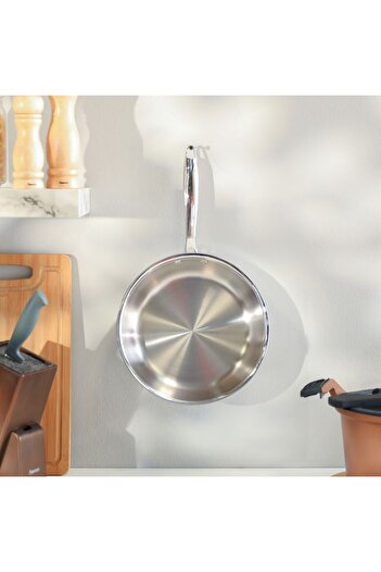 Danube Home Celina Stainless Steel Frypan 2.5Mm|Stainless Steel Non-Sticky Frying Pan For KitchenW24Xh5CM-Silver