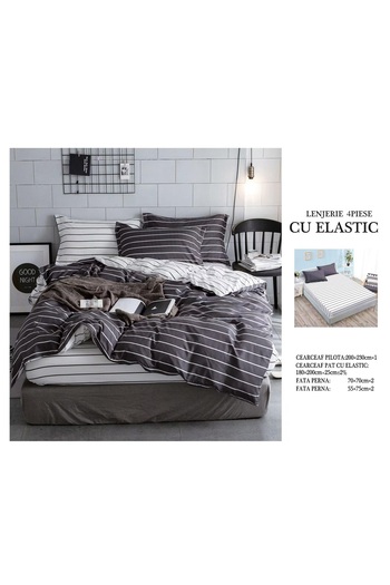 CHIRASO CHIRASO 4-Piece Bedding Set, Satin Cotton, Fitted Sheet 180x200 cm, 2 Pillowcases