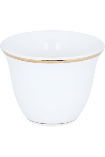 Alsaif Gallery Arabic coffee cup set, Saif Gallery, 12 pieces, 100 ml, golden rims - white