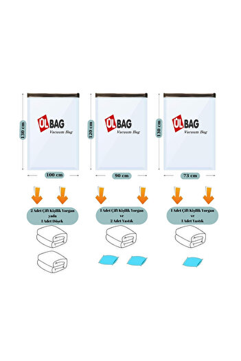 ÜLBAG Набір вакуумних пакетів для зберігання, 5 шт. (2S+1M+1XL+1 НАЙБІЛЬШИЙ РОЗМІР) Вакуумний мішок - Вакуумний пакет