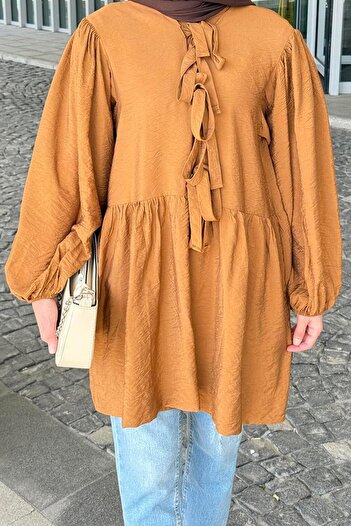 lamelif Front Tie Two Piece Jacket Bitter Brown