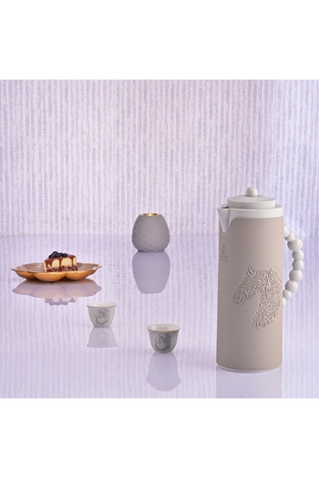 Glory Royal 7T Thermos by Alsaif Gallery, 1L, Leather Covered, Horse Pattern, Glass Interior, Plastic Exte
