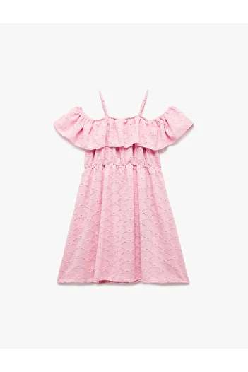 Koton Ärmelloses, besticktes, trägerloses Kleid mit Seilriemen