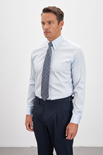 Paşahan Comfort Fit 100% Cotton Men's Shirt with Lapel Pin