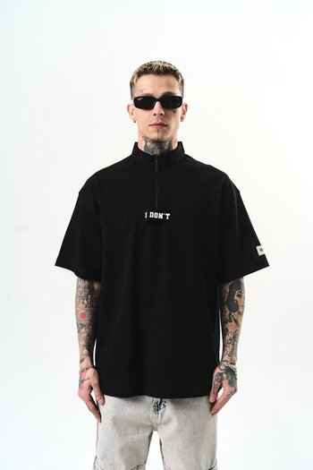 Respire Ανδρικό μπλουζάκι I Don't Embroidered Oversize Μαύρο