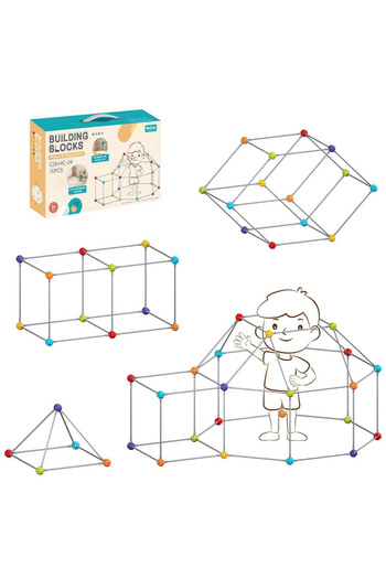 Micostore Children's igloo, tent or fort construction set, 70 pieces, long sticks and stable connectors