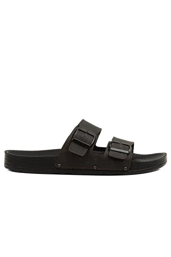Pierre Cardin Daily Brown Color Double Buckle Men's Slippers