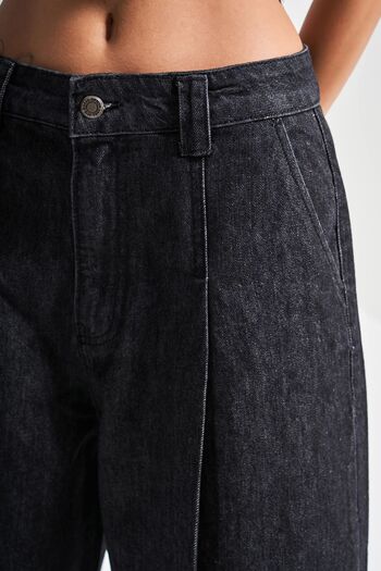 its basic Γυναικείο σκούρο τζιν χρώμα 7s5-51 Skater Fit Maxi Boy 100% Koton Denim Σορτς Βερμούδα