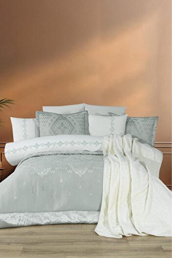 Çeyiz Diyarı Mercan 10 Piece Blanket Dowry Set Sage