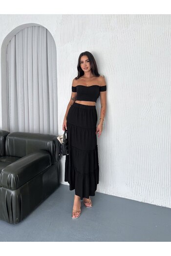 winmoda Long Skirt Ruffle Floor Model / 97 cm Full Length Maxi Skirt