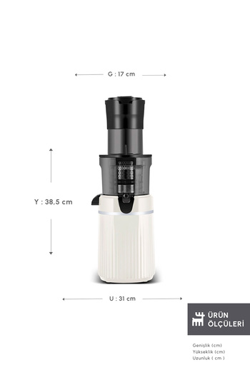 Karaca Fresh Press Slow Juicer Slow Squeeze Solid Fruit Juicer Cream