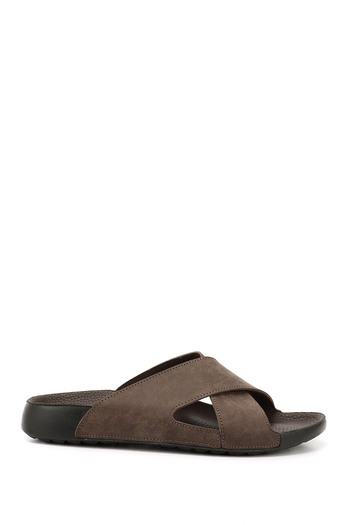 GÖNDERİ(R) BROWN Cross-Strapped Men's Slippers 34063