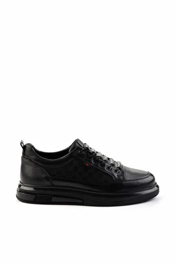 Bambi Black Leather Men's Casual Shoes E01398473403