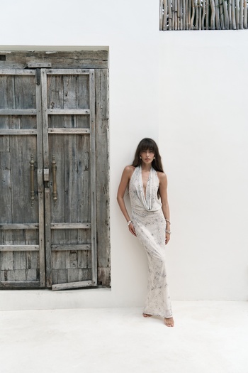 BOHEMAİ Galagher Degaje Beige Long Dress