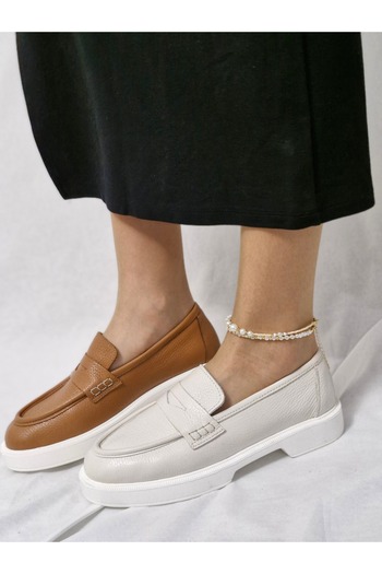 aayak&kabımofficial Genuine Leather Stylish and Comfortable Women's Loafer Shoes Comfortable and Elegant Choice for Daily Wear