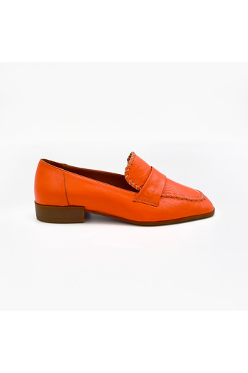 Folle Genuine Leather Orange Loafer - Women's Casual Shoes