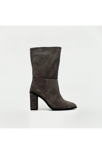 Folle Mink Suede High Heeled Women's Boots – 9 cm Thick Heel