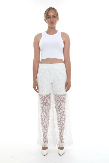MODAMOR Shorts Lined White Lace Pants