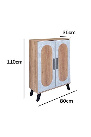 Generic Malaysian Wood Shoe Cabinet 5-Tier Two Doors – Wooden with Gray