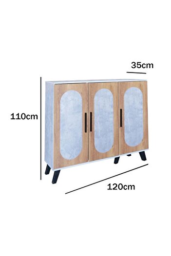 Generic Modern Shoe Cabinet Malaysian Wood 5 Shelves 3 Doors - Gray with Wooden