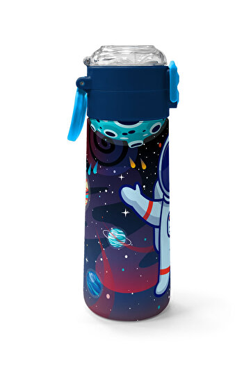 Coral High Kids Saks Blue Astronaut Patterned Steel Thermos with Straw and Direct Drinking 500 ml 31933