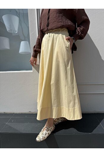 QOOQ STORE Flared Women's Skirt Yellow