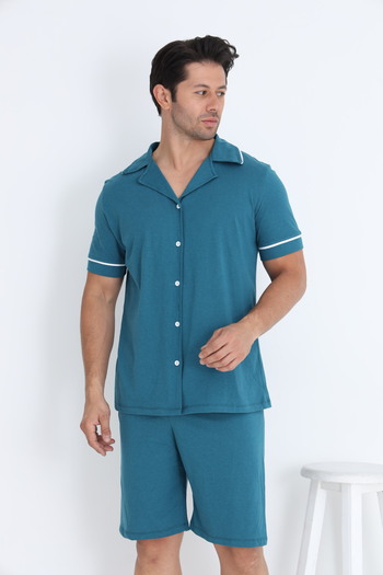 ELİTOL Men's Short Sleeve Button Shorts Suit