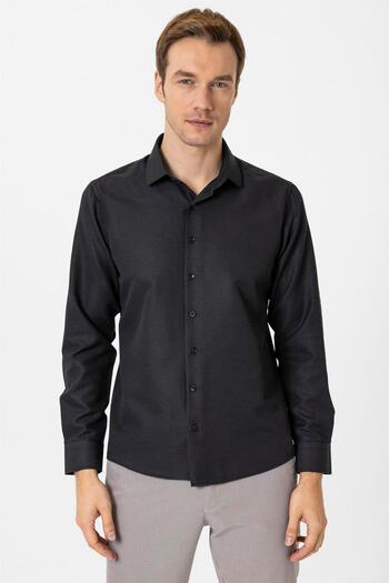 SÜVARİ Angular Cuff Slim Dobby Shirt