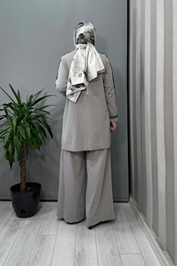 MISS DALIDA Tiktak Detaylı Triko Tunik Gri T25Y-6030