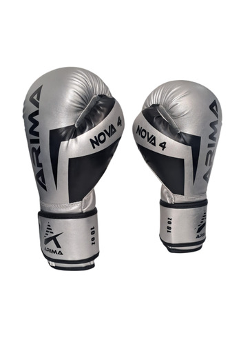 ARIMA Nova-4 Boxing-Kickboxing-Muaythai Gloves Silver 8Oz-10Oz-12Oz