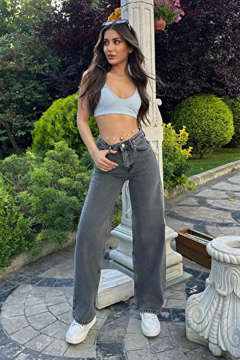 BİKELİFE Smoked High Waist Wide Leg Jeans