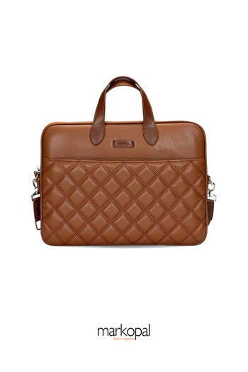MORCA Τσάντα Macbook Strap Notebook Θήκη Laptop Tablet 13"-14" και 15"-16" Καπιτονέ δερμάτινο μαύρισμα