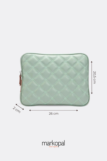 MORCA - Unisex Ipad Air Ipad Pro & Matepad & Galaxy Tablet Case 11" Leather Quilted - Mint Green