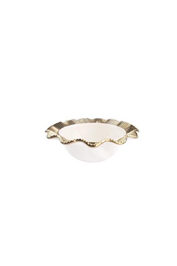 ROSSEV Salad Bowl Lace Round Gold 28 Cm
