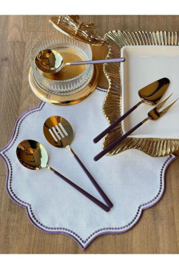 ROSSEV Allegra Purple Gold 5 Piece Serving Spoon Set