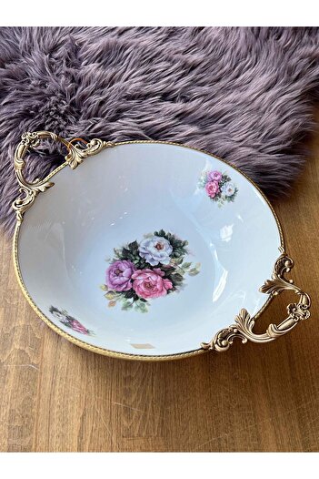 ROSSEV 36 cm Antique Round Bowl with Handle